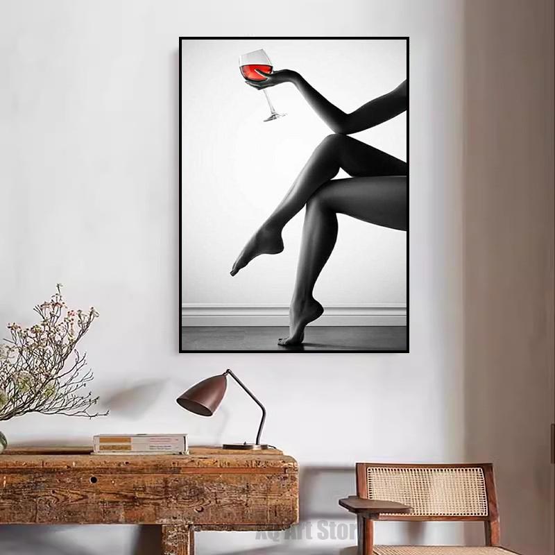 Moderne sexy kvinne benplakat Lerretstrykk Klassiske veggmalerier HD-bilder til stuen Hjemmekontorinnredning Rammeløs