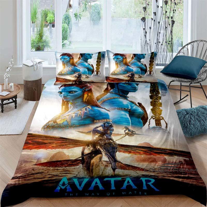 The Avatar: The Way of Water Print Bedding Set Includes 1 Duvet Cover and 2 Pillowcases, Offering Luxurious Comfort.