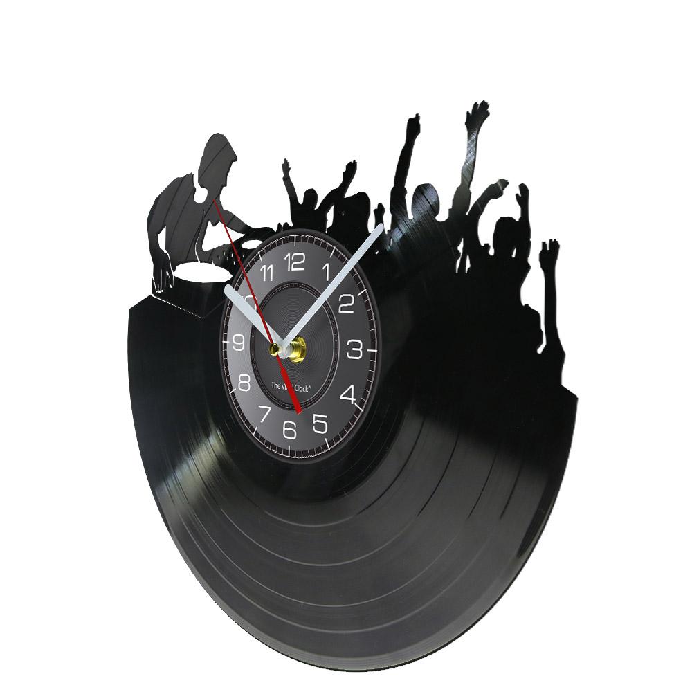 Club Dj Festival Music Night Booth Stage Turn Tables Night Club Wall Decor Wall Clock Disco Dance Party Vinyl Record Wall Clock