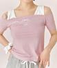 ADOREBELLE Silver Antique Crop Off-Shoulder T-Shirt - Pink