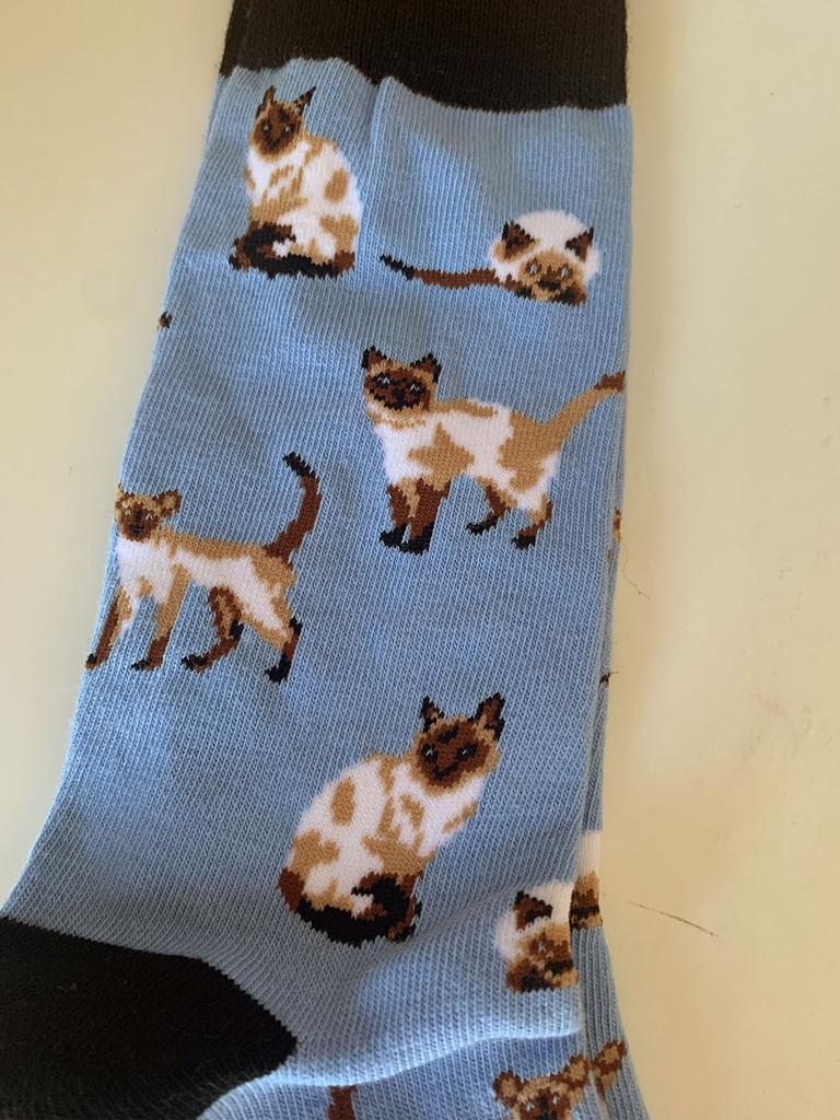 CHAOZHU 1 pár modré kreslené siamské kočky roztomilé krásné bavlněné pletené módní dámské pánské unisex streetové žakárové ozdobné ponožky