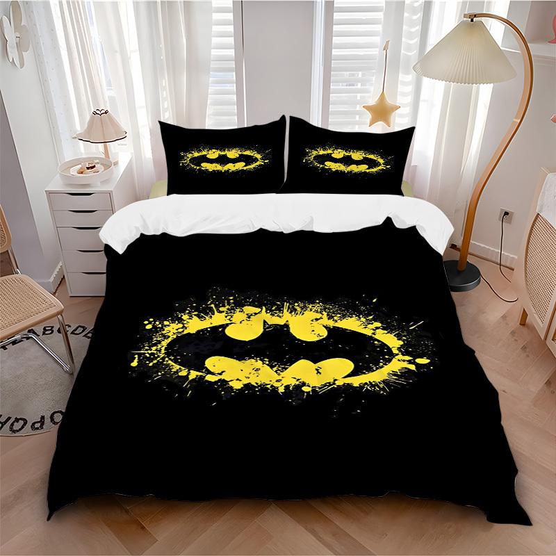 3pcs Batman Signal Bedding Set, Soft Polyester Duvet Cover and Pillowcases Machine Washable Seasons all suitable & Guest Room Decor267 135x200cm