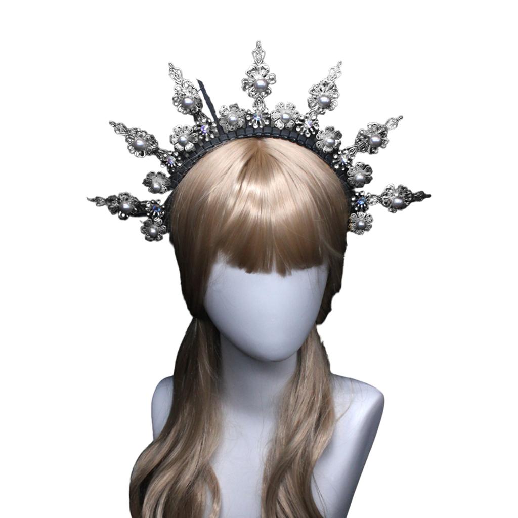 Mother of God Tiaras Crown Hairhoop Craft Bag Elegant Masquerade Cosplay Headband Women Church Headband Crownpiece Kits