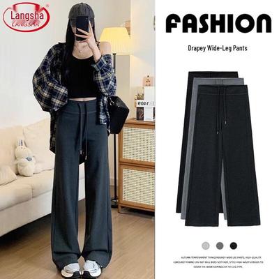 Women's High-Waist Draped Wide-Leg Sweatpants