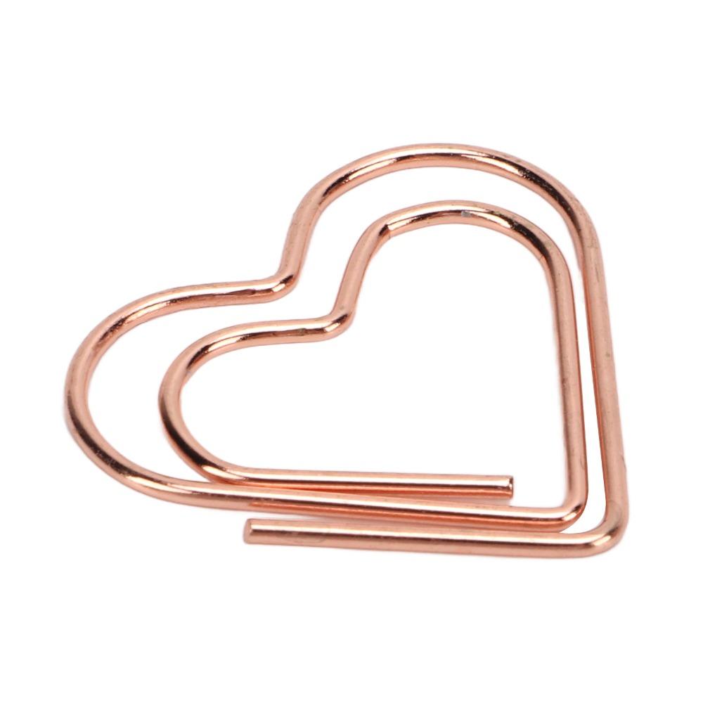 100Pcs Electroplated Metal Paperclips Heart Shaped Gold Paper Clips Office Clips  Scrapbook Making