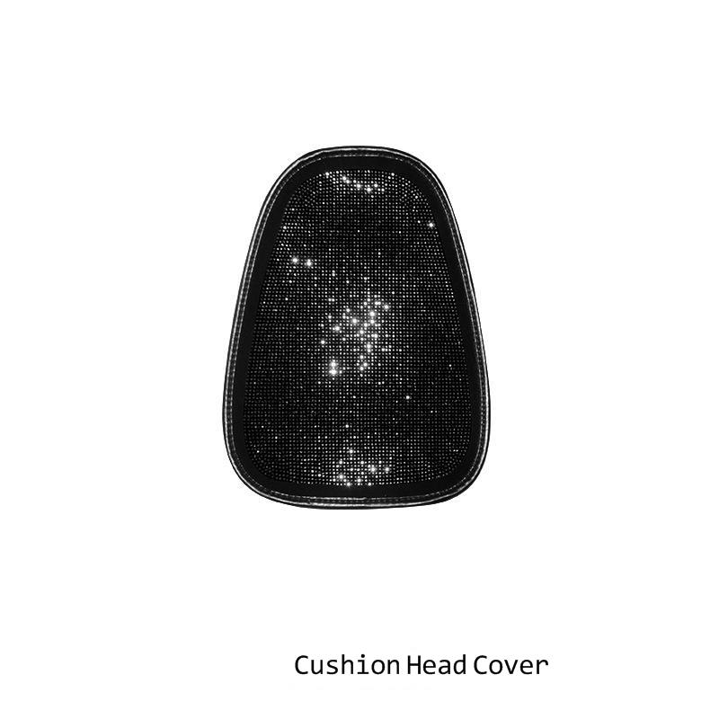 Autositzbezug-Set, Bling-Innenzubehör für Frauen, Diamant-Kopf-Rückenlehnenkissen-Schutz, Rücksitz-Schutzpolster