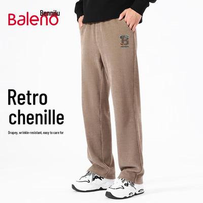 Baleno Men's Chenille Letter Wide-Leg Pants