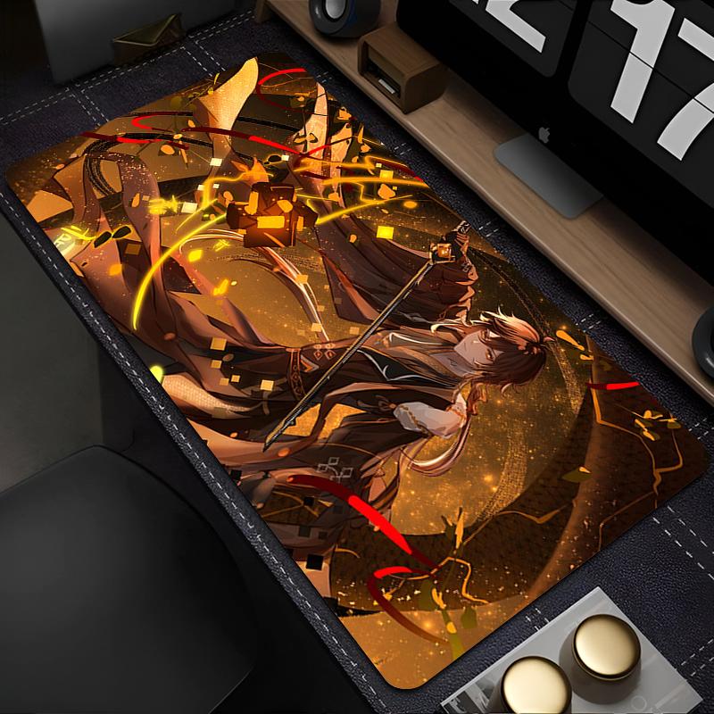 Anime Zhongli Mouse Pad Large Gaming Desk Mat NonSlip Laptop Keyboard Tray Office Pc Genshin Impact Gamer