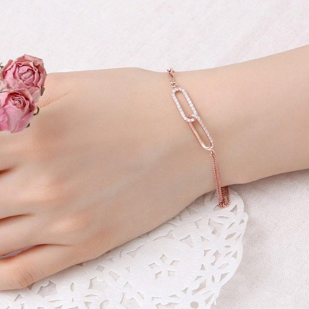 Selina Women's Fashion Two-Line Layered Crescent Moon Clip Chain Friendship Bracelet