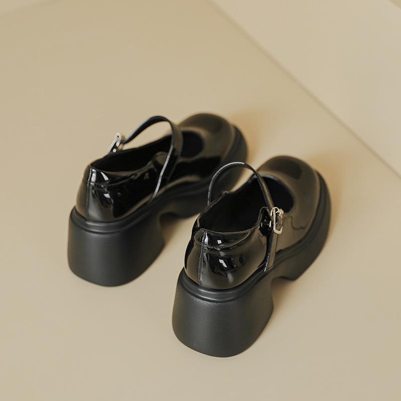 Platform high-heeled Mary Jane women's shoes spring and summer new versatile light mouth French thick heel round head one-word buckle belt single s