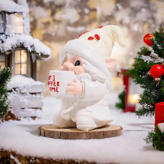 ES IST KAFFEEZEIT Zwerg Figur Kaffeetrinken Zwerg Elf Harz Statue Heim Büro Schreibtisch Dekoration Ornament