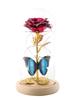 Galaxy Glass Rose Eternal Crystal Flower Birthday Gift Light Up Rose In Glass Dome with Butterfly for Mom Sister Mothers Day Gifts Holiday Gifts
