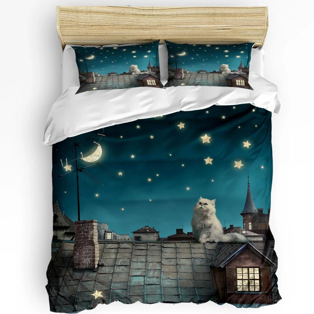 Geometic Black White Plaid Cat Duvet Cover With Pillow Case Custom 3pcs Bedding Set Quilt Cover Double Bed Home Textile