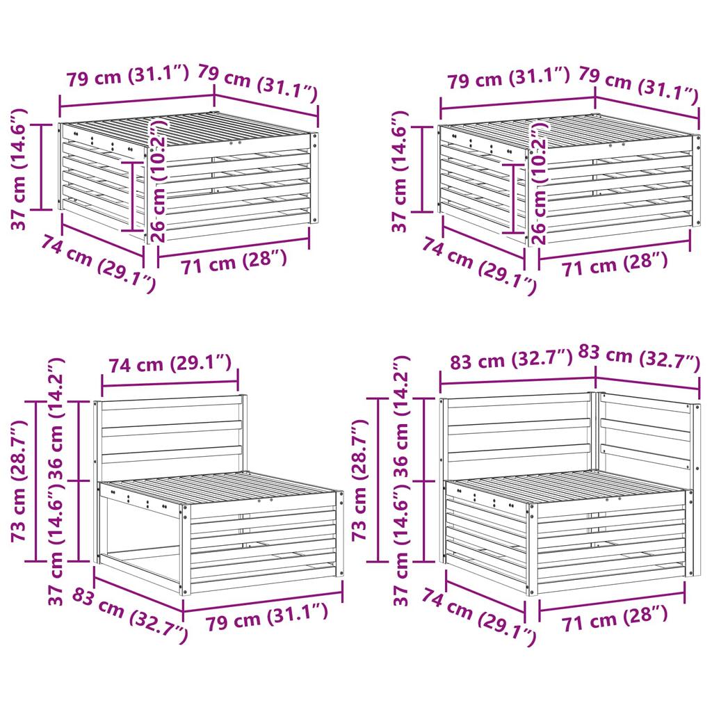 Outdoor Sofa Set 9 Pcs Natural Solid Acacia Wood