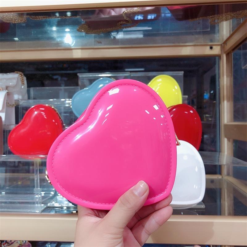 Little Fairy Peach Heart Change Bag Fashionable And Cute Mini Bag Mouth Red Envelope Children'S Bag Love Jelly Bag