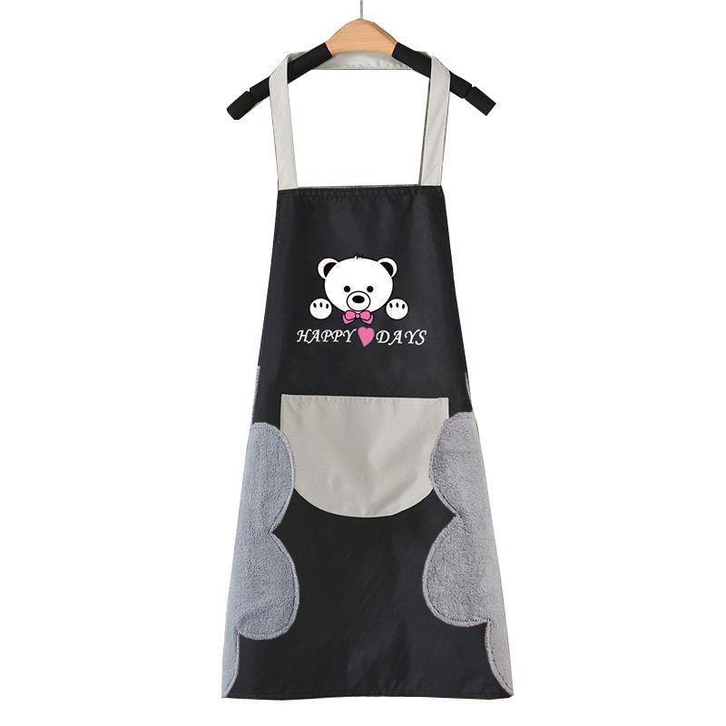 1Pc Hand Towel Apron Waterproof Stain Home Kitchen Cooking Waist Cute Bear Hanging Neck Towel Apron Oversleeve