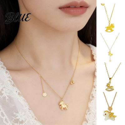 Horse Pendant Jewelry Necklace Zodiac Animal Cute Charm Women Chinese