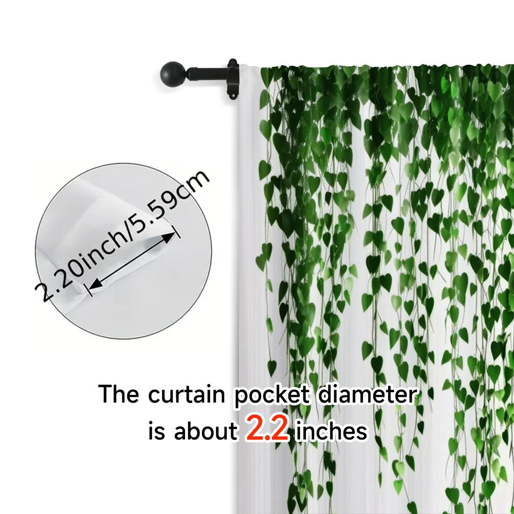 2pcs, Pattern Curtains  print Green rattan Machine Washable (without rod) Decorations Outdoor Ldeal for Living Room, Bedroom &