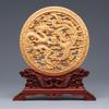 Wood Carving Dragon and Phoenix Round Carving Art Statue Mascot High Quality Home Room, Office Decoration Accessories