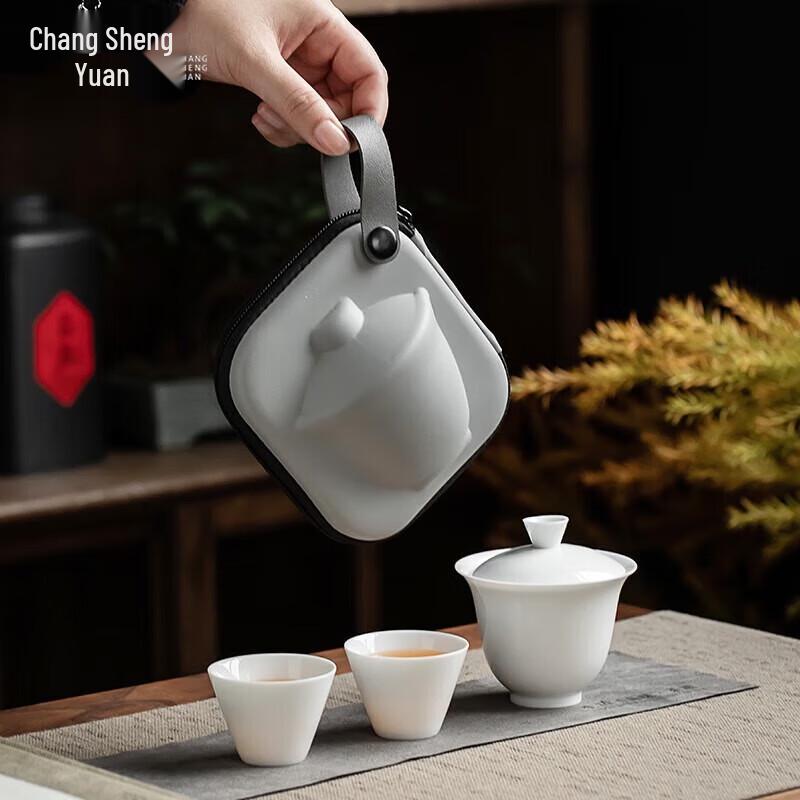 Changshengyuan Portable Ceramic Gaiwan Tea Set