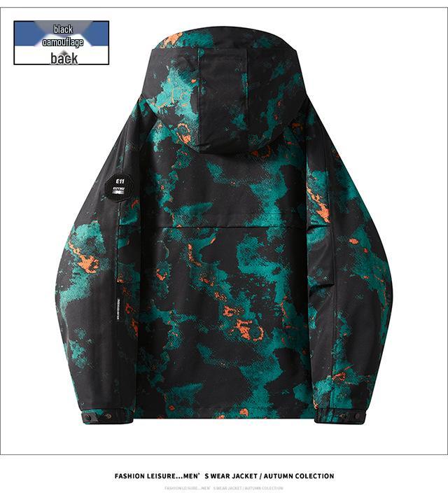 Men's 2025 Spring Korean Style Slim Hooded Jacket with Epaulettes - Versatile Outdoor Youth Outerwear