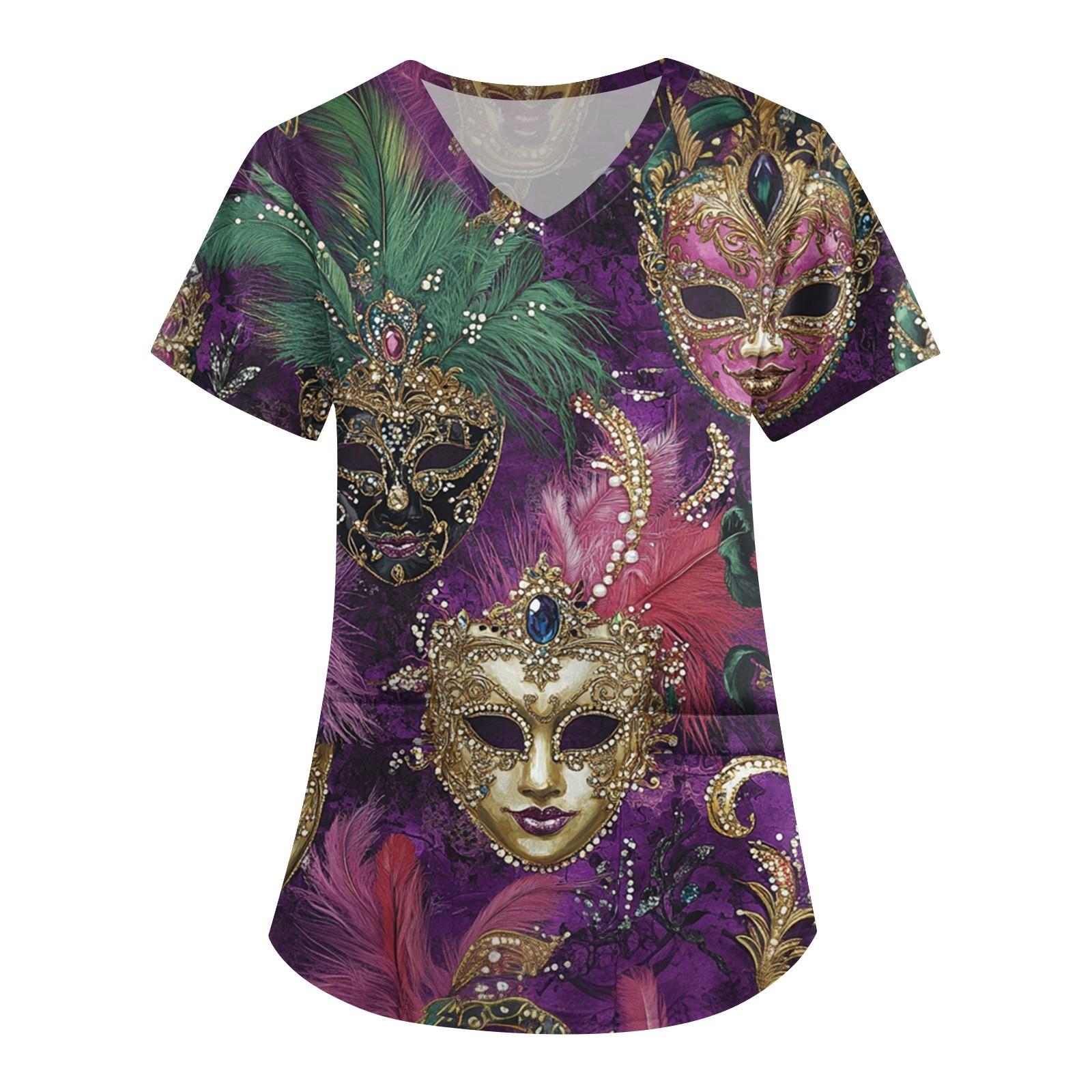 

Женский V-образный вырез, модный, повседневный, карнавальный, принтованный топ, топ Dry-nurse XL фиолетовый