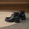 Korean Version of Comfortable High-heeled Large-size Women's Boots Square Head Solid Color Lace-up Square-heeled Medium Boots Autumn and Winter Women