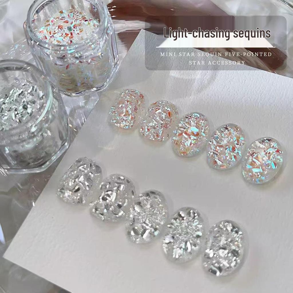 Hexagonal Silver Phantom Glitter: Mixed Nail Art Decoration Accessories.