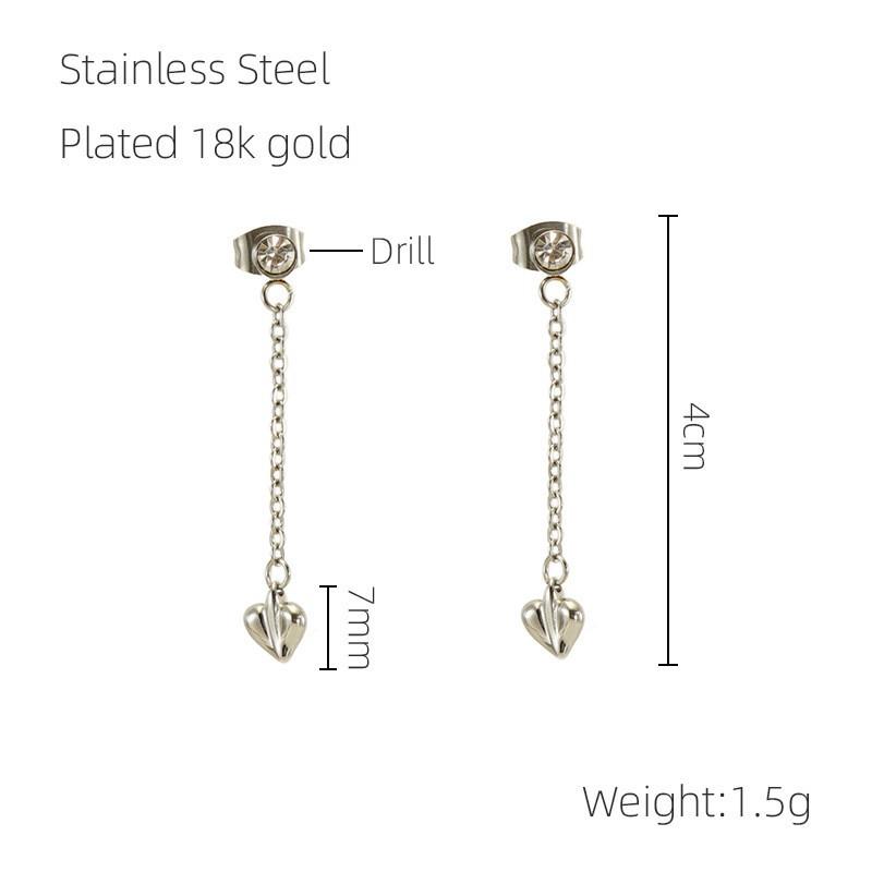 New Stainless Steel Fringed Diamond Earrings Women's Niche Simple Temperament Earrings Jewelry