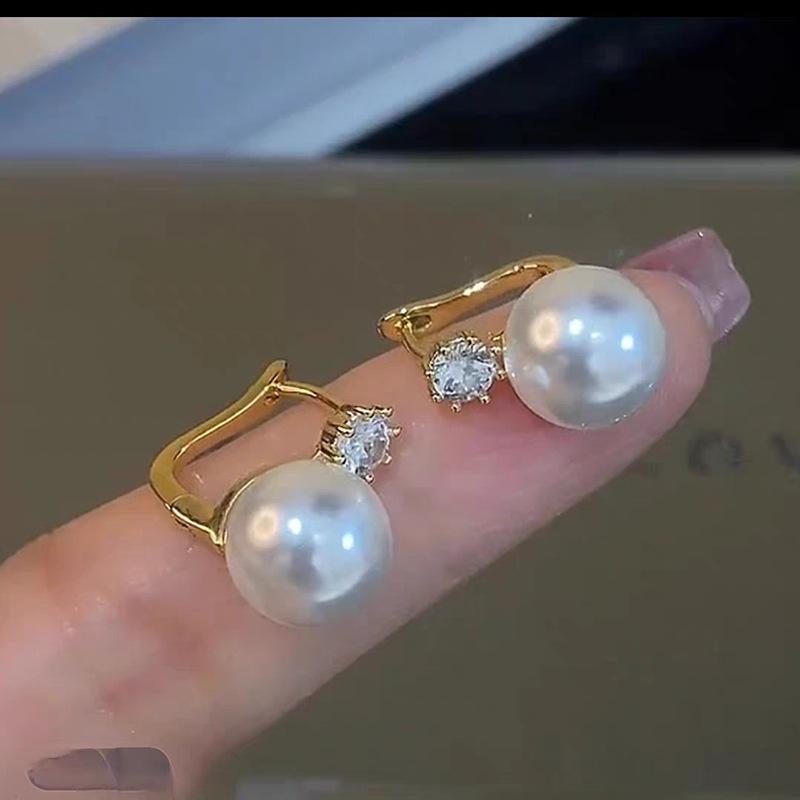 

2024 Изысканные Высококлассные Французские Серьги с Цирконом и Жемчугом: Универсальный осенне-зимний стиль для женщин.