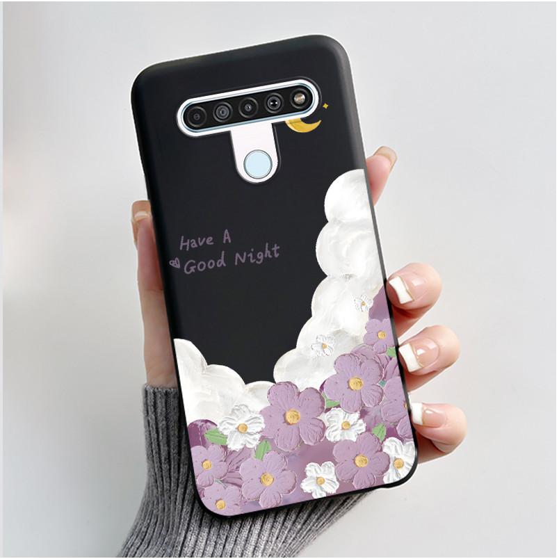 Cute Case For LG Q61 Capa For LG K61 Coque For LG Q70 Fundas Printing Shell Protective Cover Soft Silicone Cartoon Black Casing