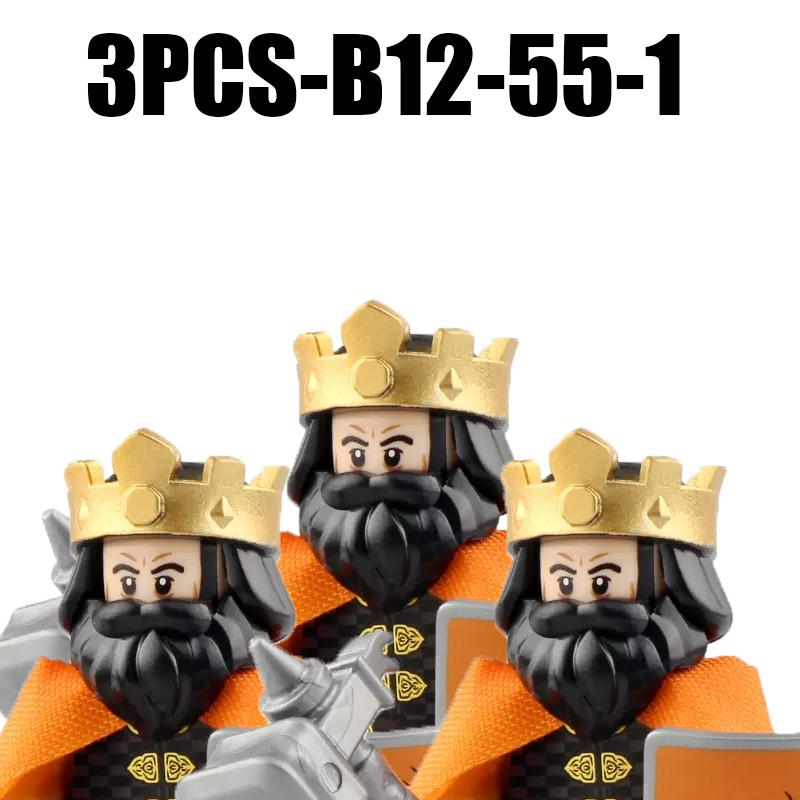 MOC Středověký král Stavební bloky Armádní hrad Vrána Červený lev Černá orlice Rytíř Voják Figurky Meče Štít Zbraně Kostky Hračky