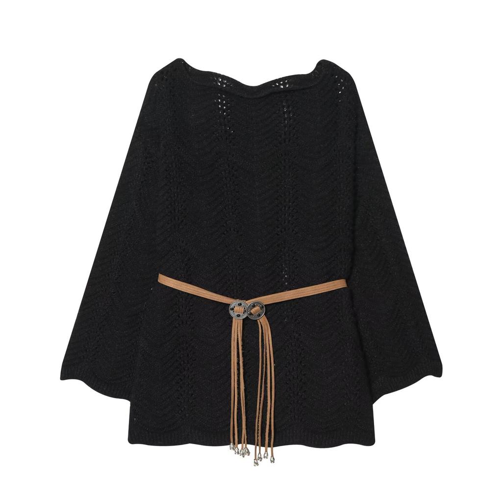 European and American Style, New Women's Clothing, Foreign Style, Fashionable, Casual Style, with Belt Knitted Sweater.