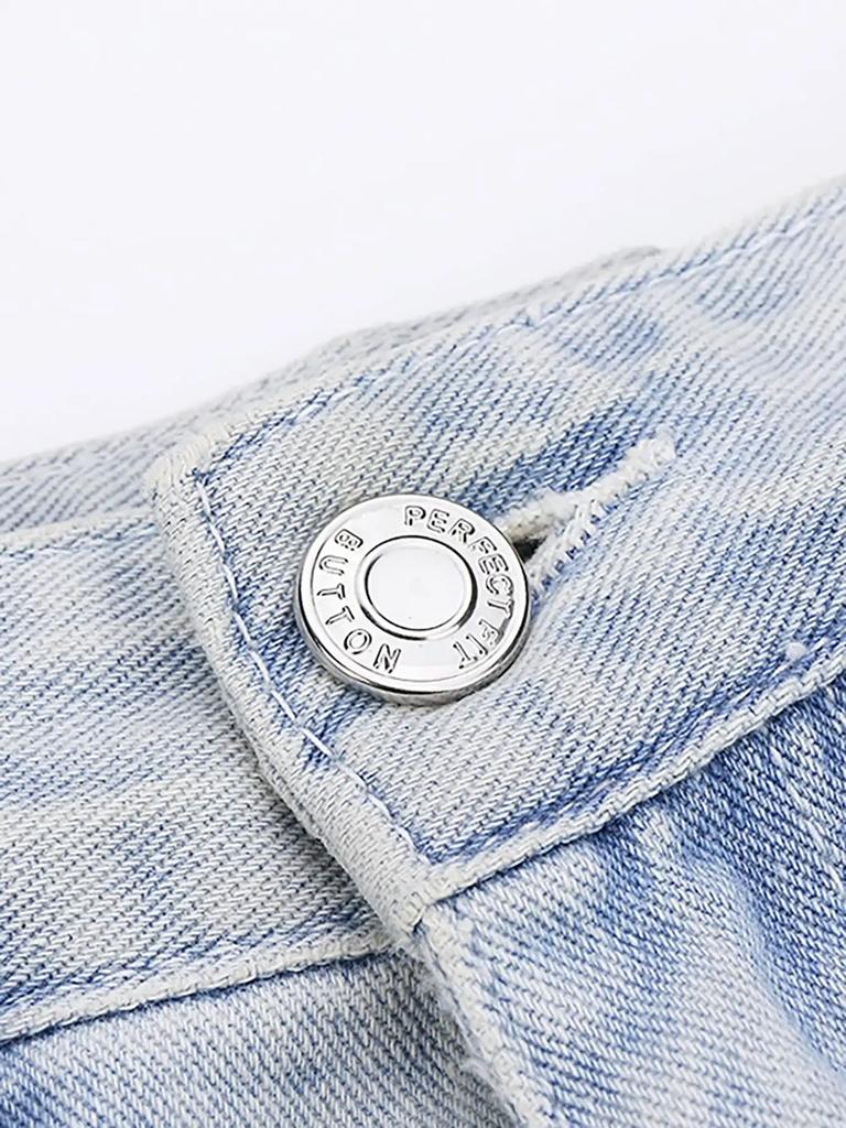 6pcs-Adjustable Detachable Jeans Button Sew Free Vintage Metal Button Garment Button Accessory I-button