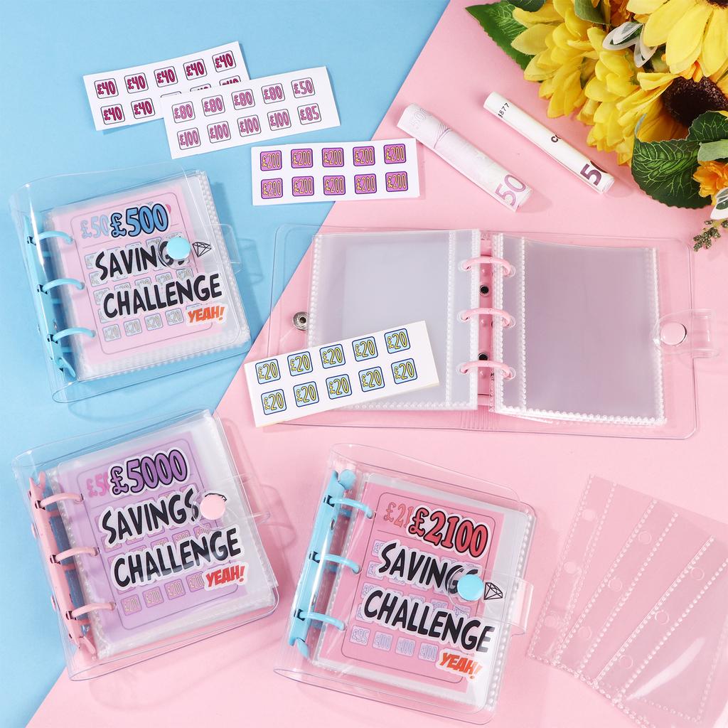 Mini Money Savings Challenge Binder, £5000 £2100 £1000 £500 Cash Envelopes Reusable Money Saving Wallet With Cash Stuffing For