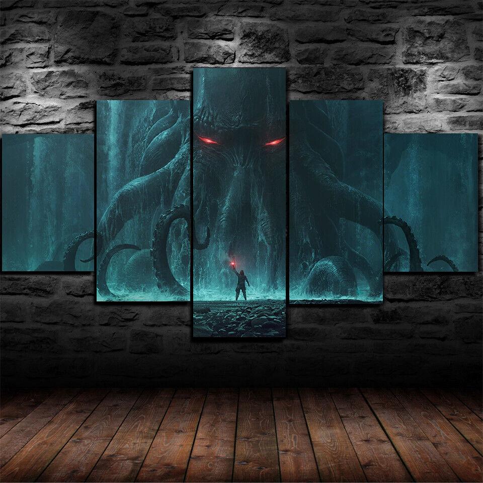 5 bucăți Cthulhu înfricoșător Sea Monster Adventure 5 piese canvas Print Poster Wall Art Decor Picturi fără imagini înrămate 5 panouri moderne