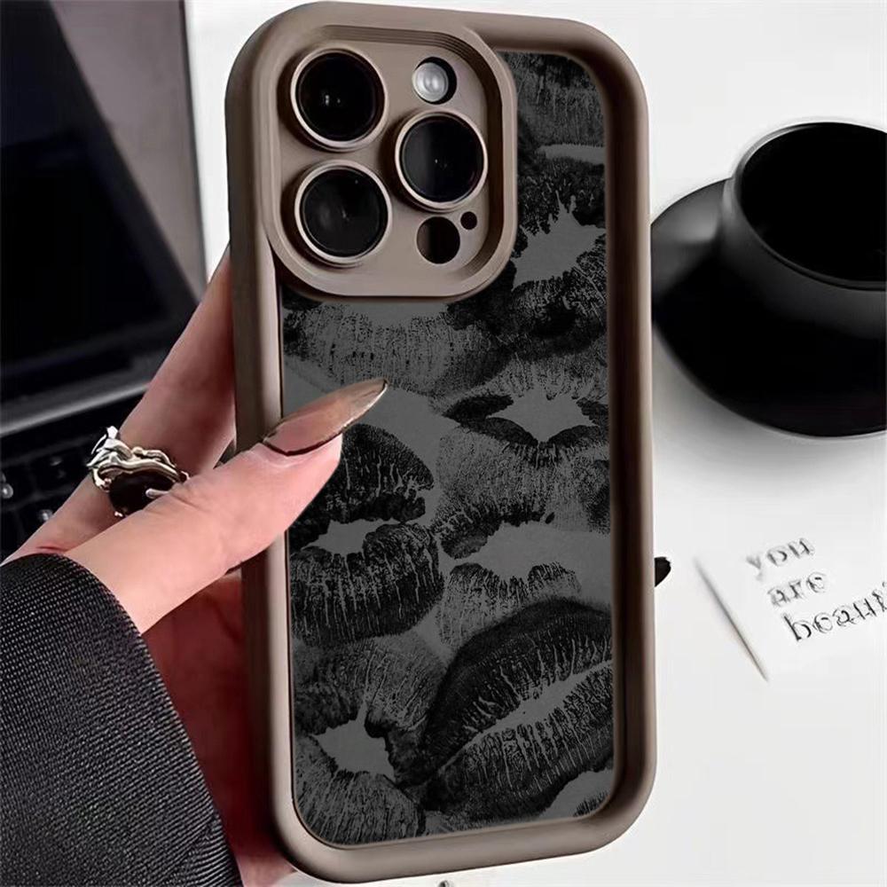 LZ22 Lips Kiss Digital Design Silicone Phone Case for iPhone 11 13 14 15 16 Pro Max 7 8 16 Plus 12 Mini XS Max XR Shockproof Back Cover