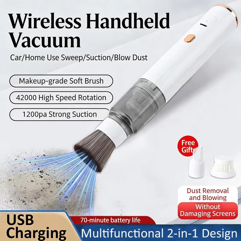 1 Set Portable Mini Handheld Vacuum Cleaner 3 In 1 Suction Blow Water Absorption For Car Desktop Coffee Powder Cleaning