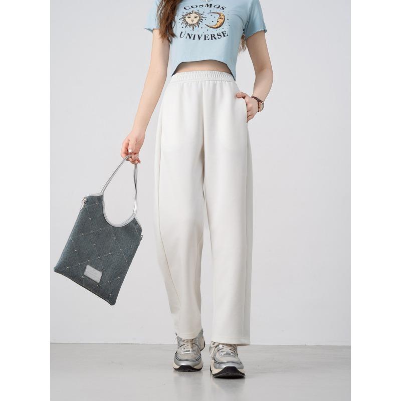 

New summer narrow wide-leg pants women s summer ice silk sunscreen pants banana pants small pants women s casual pants tide L белый