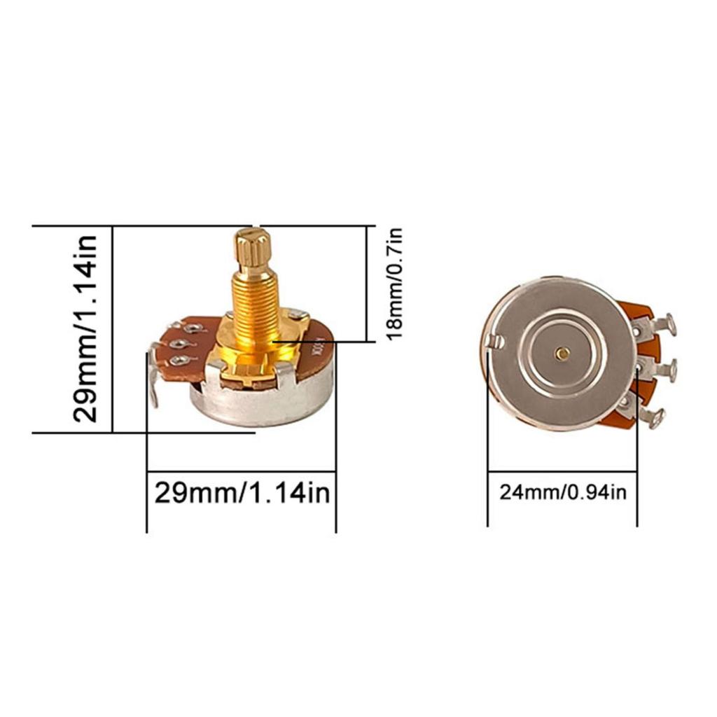 2Pcs Short Shaft Guitar Potentiometers A500K/B500K Linear Taper Potentiometer Volume Tone Guitar Pot Guitar Accessory