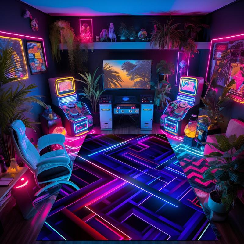 Punk Video Game Art Carpet Visual Luminous Rug Living Room Bedroom E-sports Room Decoration Mat Home Decoration