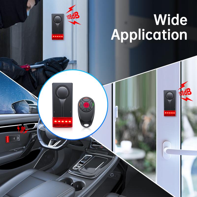 Extractme 108dB Anti-Theft Alarm Wireless Vibration Alarm with Remote Control Door and Window Alarm Ship Alarm Security System