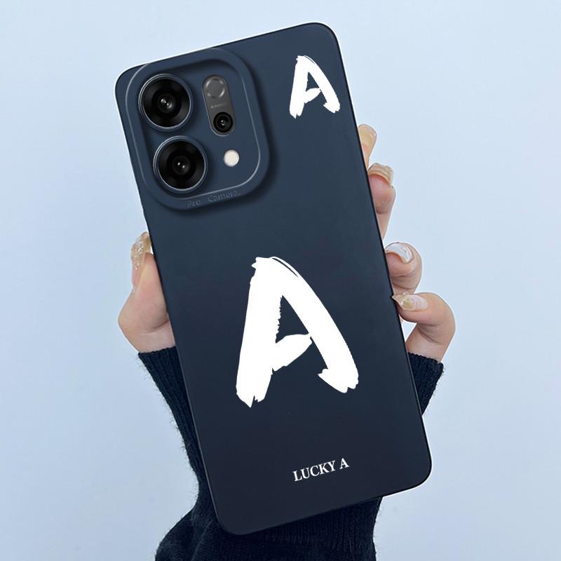 For OPPO Reno14 Pro 5G Cover Case Lucky Initial Letter Couple Silicone Soft Matte Phone Bumper for Oppo Reno 14 Pro 5G Casing