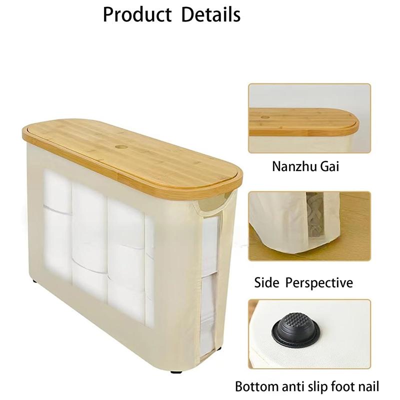 Large Bamboo Toilet Paper Storage Organizer With Bamboo Lid Cabinet Toilet Paper Basket For Bathroom