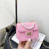 Pure Button Pearl Colour Handheld Kid Trendy Stitching Shoulder Small Bag Square