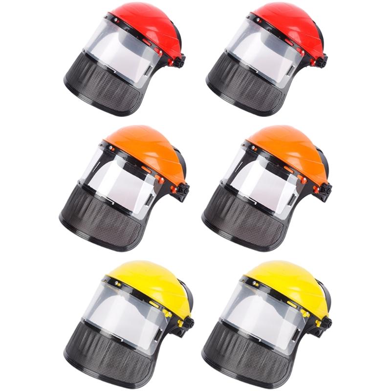 Full Face Mesh Mask Safety Helmets For Logging And Brush Cutting Forestry Safety Brush Cutting Yard Work Protective 2pcs arancione