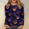 Moda Donna Casual Halloween Stampato Girocollo Manica Lunga Pullover Top