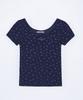 HAINT Flower Printed Eyelet T-Shirt 2Col_Navy
