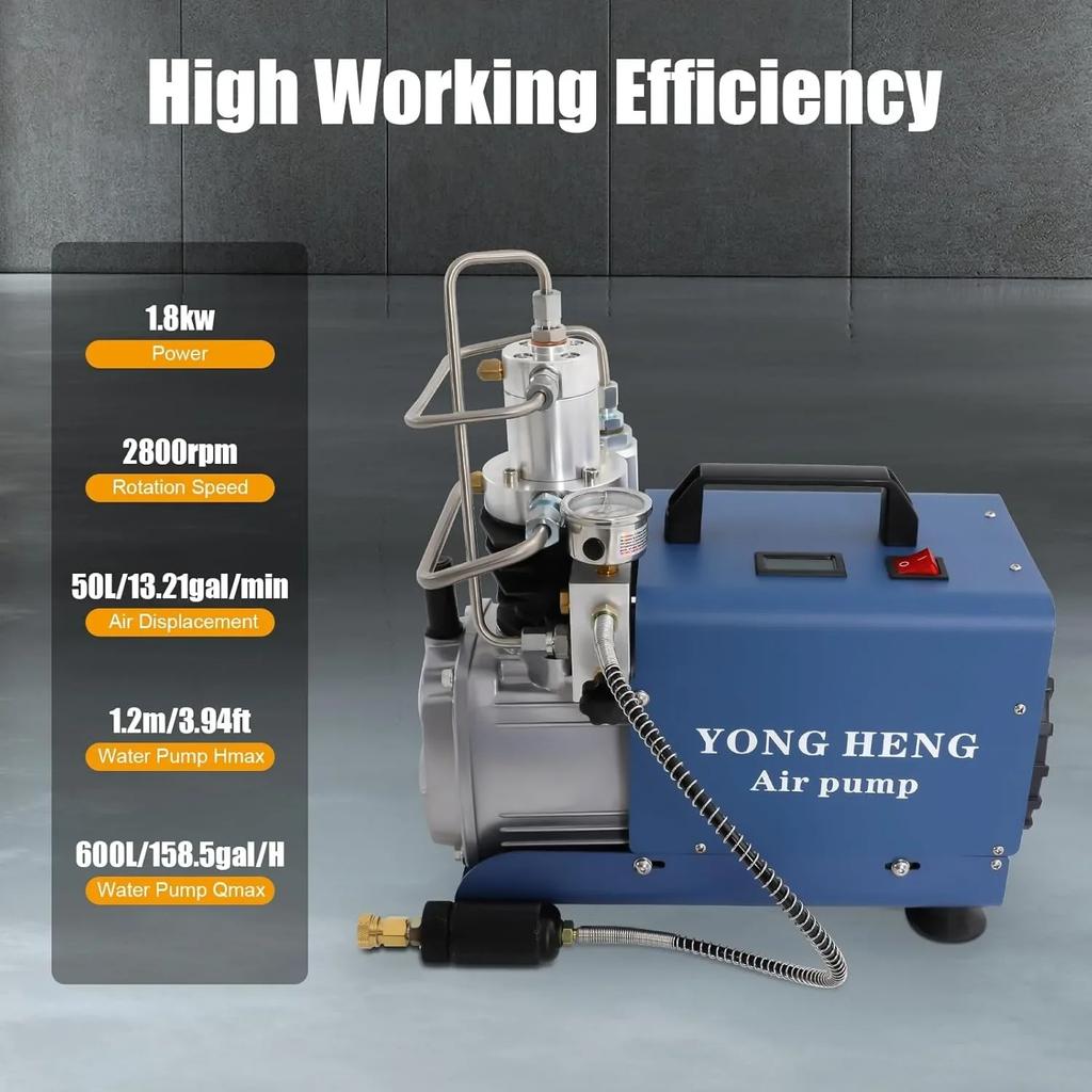 110V 30MPa Electric Air Compressor Pump, 110V 300Bar 4500PSI High-Pressure Two-Stage Compression Separator