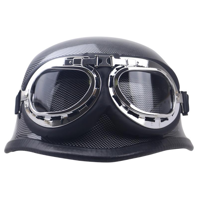 Germany 2025 High-end Retro Motorcycle Half Helmet, Imitation Carbon Fiber